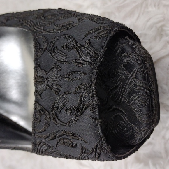 SimplyVera Vera Wang Black Fabric Square Peep Toe Slip-On Platform Stiletto Heel - Picture 12 of 16